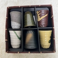 ぐい呑みセット逸器彩食 焼物モダンカップ6個セットの画像
