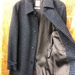【A529】ウールコート TAKEO KIKUCHI 千鳥格子柄 ブラック サイズ4  中古 衣類 和歌山 岩出市 紀の川市 海南市の画像