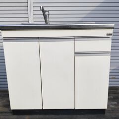 【中古品】台所用　流し台　開き扉 左シンク ホワイト