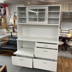 S173 ⭐ ジモティー限定価格！浅川木工 キッチンボード 食器棚 幅137cm USEDの画像