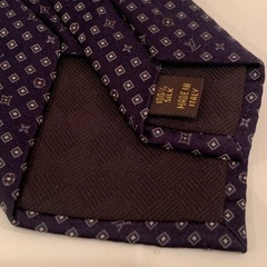 LOUIS VUITTON ネクタイ イタリア製 シルク ルイ ヴィトン ネイビーの画像