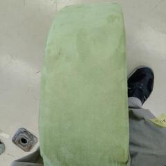 【値下げ！】座クッション グリーン ベロア調 円型 直径50cm 高さ15cm 個人 シングル 独身 作業用の画像