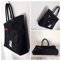 Disney Marie かわいいトートバッグ ビッグ　ブラックの画像