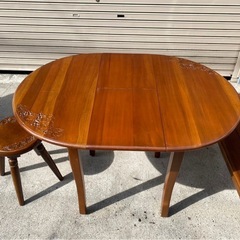 A344◆カントリー調「ベンチ 丸椅子　伸長ダイニングテーブル」セット A344🉐カントリー調「ベンチ 丸椅子✨伸長ダイニングテーブル」セット