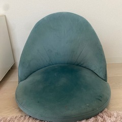 座椅子　ブルー　ベルベット調