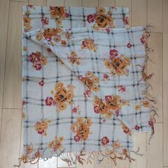 ストール　オレンジ花柄　スカーフ　ショールの画像