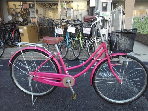 中古自転車３４２９　前後タイヤ新品！　２６インチ　ギヤなし　ダイナモライト