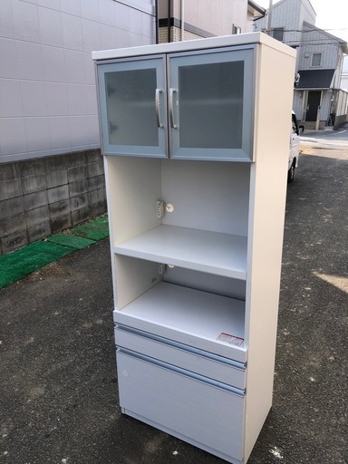 古賀家具 キッチン収納レンジボード アリエス 白 70cm×50cm×高さ180cm