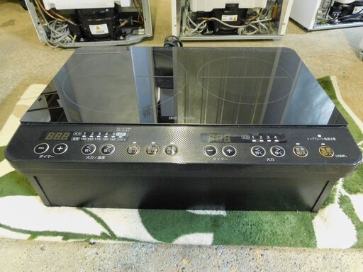 ②IRISOHYAMA アイリスオーヤマ 2口IHコンロ IHクッキングヒーター IHK-WKT22-B 台付き②