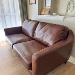 2.5人掛けソファ ダークブラウン合成皮革
の画像