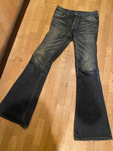 希少モデル特注vintageEDWINフレアブーツカットベルボトムタイト脚長美脚 ジーンズ ジーパン デニムパンツ 色落ち加工