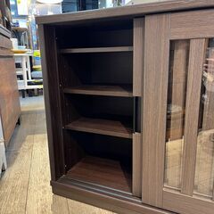 ニトリ アカツキ サイドボード 定価44,990円 リビングキャビネット カウンター下収納 幅90cm ダークブラウン 棚板可動式 引出し付 カウンター下収納 本棚 食器棚 ★買取帝国 志木店の画像
