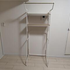 木目調おしゃれランドリーラック（ホワイト、幅約69cm、高さ約1...