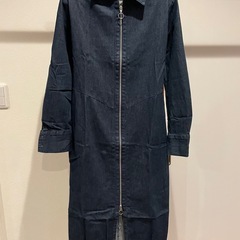 ダークデニム ロングジップアップジャケット