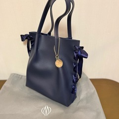 MAJESTIC   LEGON 紺色リボンバッグ　ポーチ付
