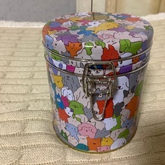 空缶　小物入れ　犬デザイン 骨型缶 円形缶　ワンコいっぱい　2個の画像