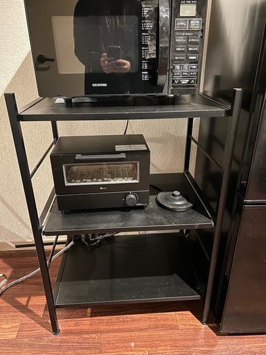 【セット割りあります】受付3/20まで レンジ台 幅60cm 大型レンジ対応 キッチンラック スライド棚 レンジラック