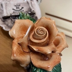 アンティーク　壁掛け鏡　バラ　陶器の画像