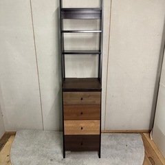 【619】ダークブラウン木製ラック 4引き出し付き