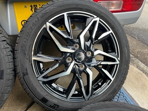 155/55R15 軽自動車全般に！社外アルミホイール　バリ山夏タイヤ付き4本セット　2022年製造　ダンロップ