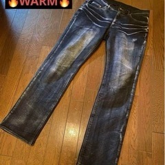 美品極暖裏起毛デニムパンツジーンズバイカーライディングパンツワー...