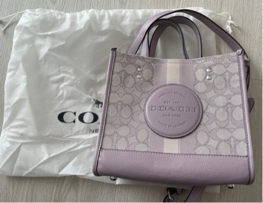 コーチ　coach ショルダー　デンプシー トートバッグ　シグネチャージャカード　パープル