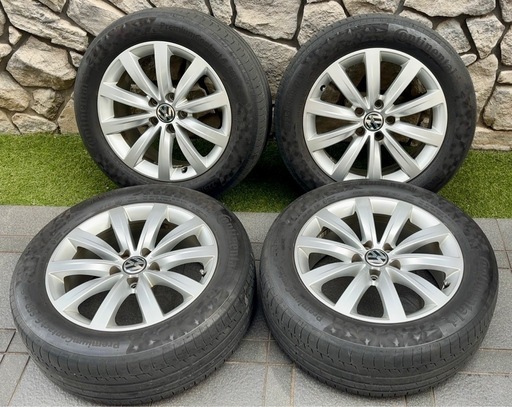 VWフォルクスワーゲン7Nシャラン純正 7J-17+39 112/5H 225/55R17 17インチアルミホイール+おまけタイヤ付き4本