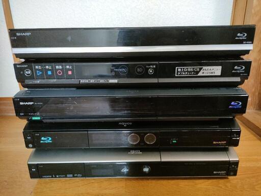 5台セット　BD-W580 BD-HW51 BD-HDS43 BD-HD22　DV-AC82　SHARP AQUOS ブルーレイレコーダー　DVDレコーダー　動作品　ジャンク