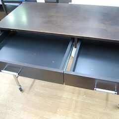 キャスター付き システムデスク 幅108.5×奥行53×高さ78.5cm 引出し付き ブラウン系 札幌市 清田区 平岡の画像
