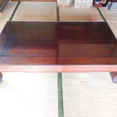 唐木座卓　天面ガラスカバー付きの画像