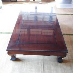 唐木座卓　天面ガラスカバー付きの画像