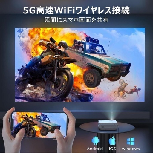 ⭐️未使用品⭐️フルHD1080P ホーム プロジェクター 小型 4K 100”スクリーン付  家庭用 短距離投影 24000LM