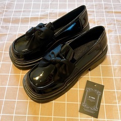 新品🌟 厚底ローファー 蝶結びデザイン　推し活 コスプレ用靴 ゴシックスタイル　24.5の画像