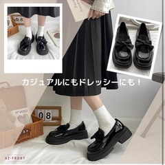新品🌟 厚底ローファー 蝶結びデザイン　推し活 コスプレ用靴 ゴシックスタイル　24.5の画像