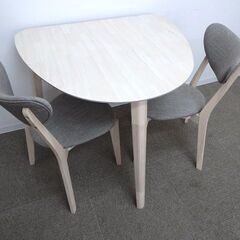 新札幌◆ベガコーポレーション 北欧風ダイニングセット 木目調◆テーブル＋チェア2脚セット No.3175の画像