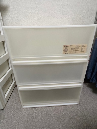 （受付終了）無印良品　ポリプロピレン収納ケース　引出し式　横ワイド大　衣類ケース3点セット