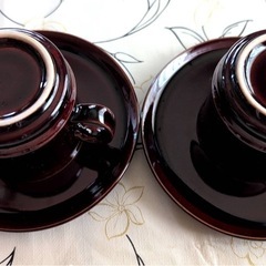 美品　コーヒー&紅茶カップ碗皿　2客　昭和レトロの画像