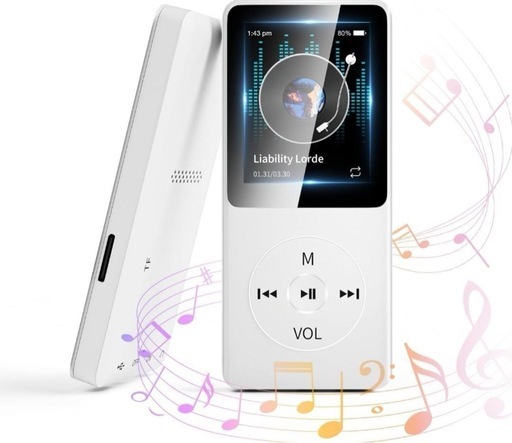 MP3プレーヤー 音楽プレイヤー 録音 32GB内蔵 128GBまで拡張可能 ポータブル ホワイト