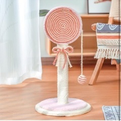 新品🌟 猫　爪とぎポスト 天然サイザル麻ロープ ロリポップ 猫のおもちゃ 爪とぎ ピンクの画像