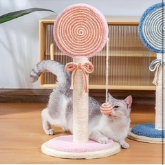 新品🌟 猫　爪とぎポスト 天然サイザル麻ロープ ロリポップ 猫のおもちゃ 爪とぎ ピンクの画像