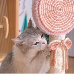 新品🌟 猫　爪とぎポスト 天然サイザル麻ロープ ロリポップ 猫のおもちゃ 爪とぎ ピンクの画像