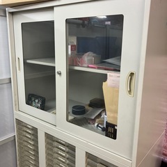 【中古品】スチール製　上下セパレート型　書庫　収納　鍵なしの画像