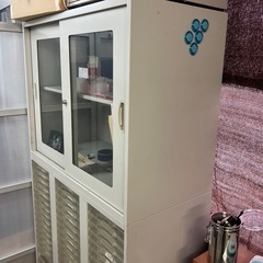 【中古品】スチール製　上下セパレート型　書庫　収納　鍵なしの画像