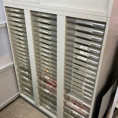 【中古品】スチール製　上下セパレート型　書庫　収納　鍵なしの画像