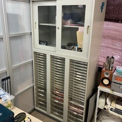 【中古品】スチール製　上下セパレート型　書庫　収納　鍵なし