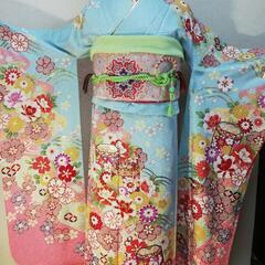 特選振袖レンタル¥49,800　単品  空色＆ピンクが可愛い