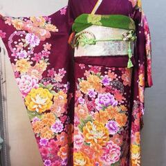 トール振袖レンタル¥19,800　単品  マゼンダ華やかブーケ
