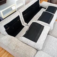 ★ジモティ割あり★ 3人掛けソファー　オットマン付き　ライトグレー　クリーニング済　YJ5460の画像