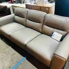 新品　3人掛けソファ　グレー　レザー