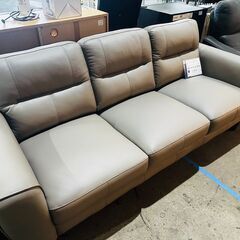 新品　3人掛けソファ　グレー　レザー